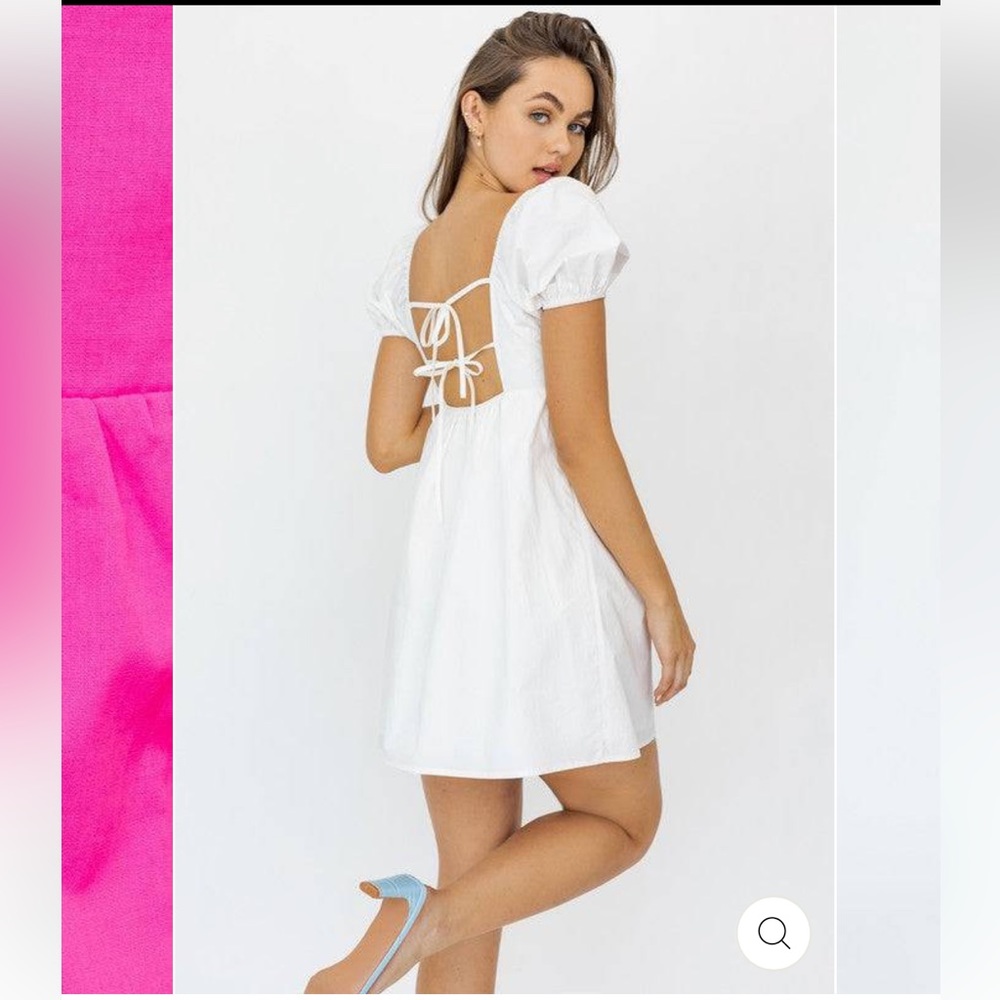LELIS puff sleeve tie back dress size M